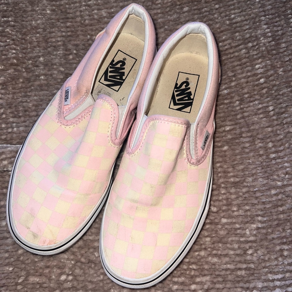 Pink & Pale Yellow Checkered Vans